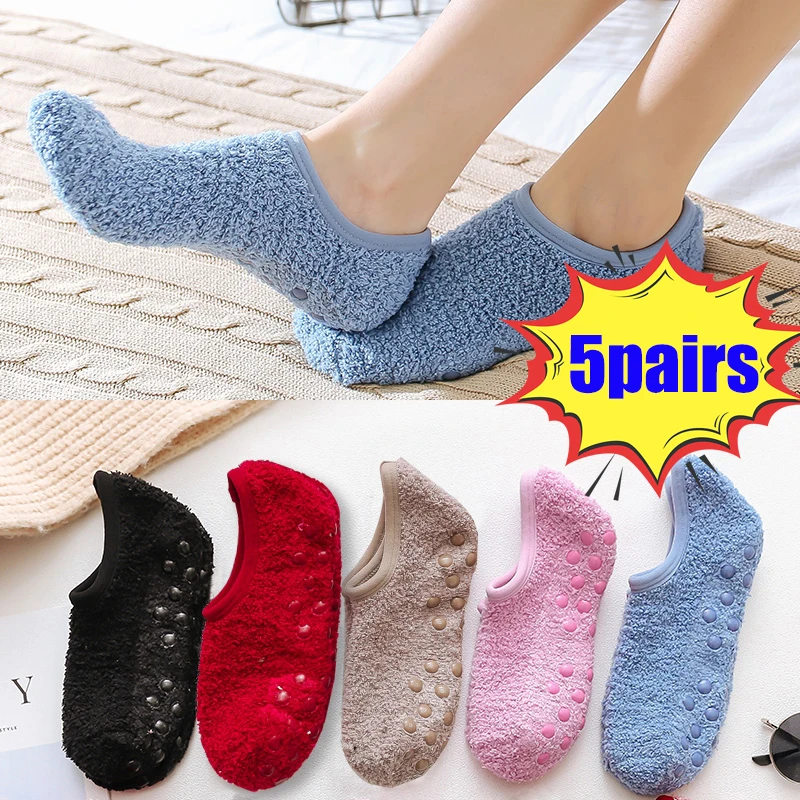 5Pairs Winter Floor Boat Socks for Women Men Warm Cotton Plush Breathable Non-Slip Socks Solid Short Socks Slippers Indoor
5Pairs Winter Floor Boat Socks for Women Men Warm Cotton Plush Breathable Non-Slip Socks Solid Short Socks Slippers Indoor
