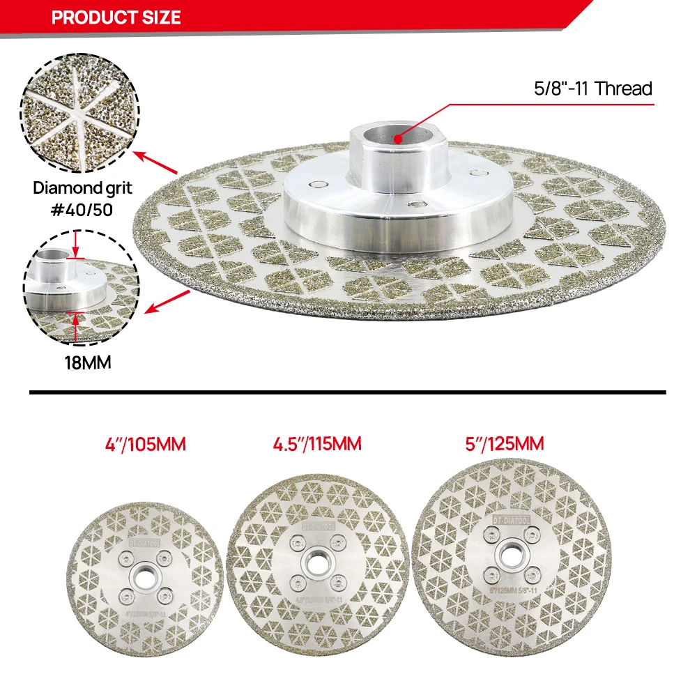 DT-DIATOOL Electroplated Diamond Saw Blade Double Sided for Marble Granite Ceramic Diamond Cutting And Grinding Tile Tool
DT-DIATOOL Electroplated Diamond Saw Blade Double Sided for Marble Granite Ceramic Diamond Cutting And Grinding Tile Tool