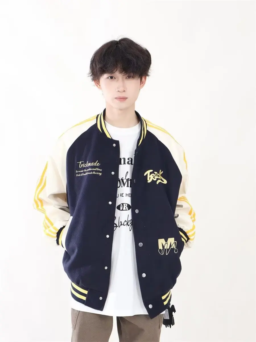 Retro contrasting color baseball jacket for women, 2025 spring and autumn high street loose trendy brand jacket top
Retro contrasting color baseball jacket for women, 2025 spring and autumn high street loose trendy brand jacket top