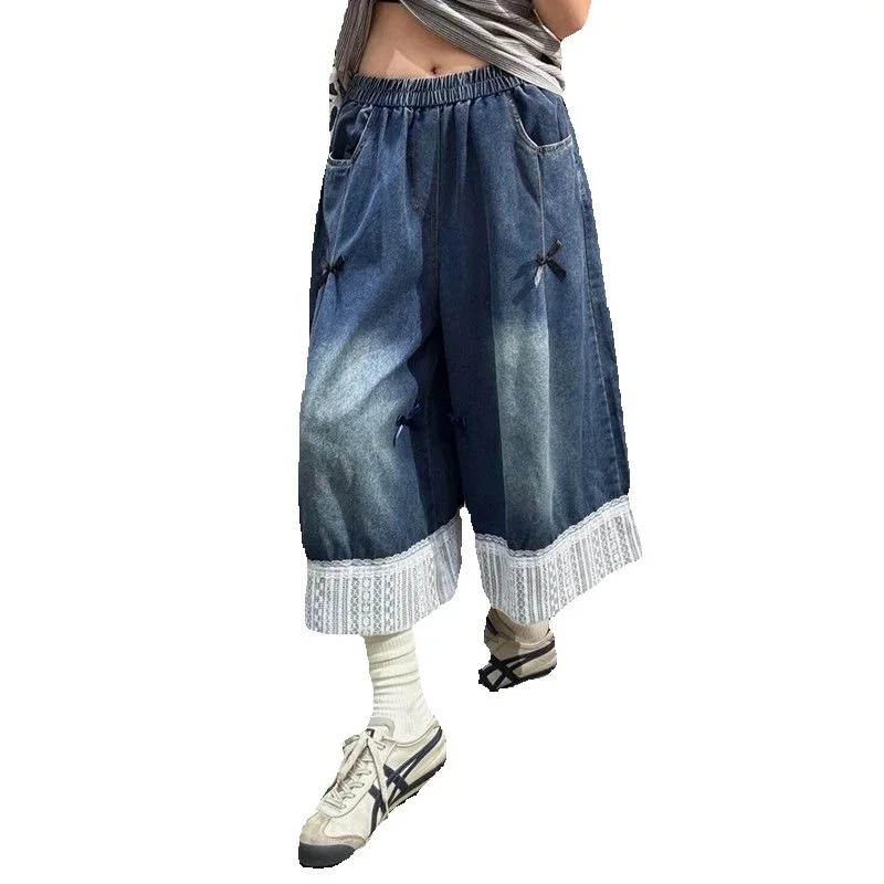 Spring Summer Cropped Jeans Women 2026 New Fashion Loose Casual Large Size Wide-Leg Pants Lace Bowknot Jeans Female
Spring Summer Cropped Jeans Women 2026 New Fashion Loose Casual Large Size Wide-Leg Pants Lace Bowknot Jeans Female