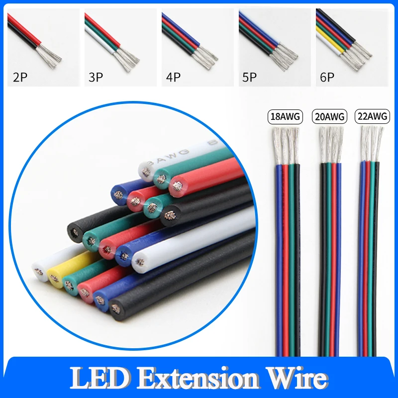 1~50m LED Extension Wire Line 22 20 18AWG 2/3/4/5/6pin LED Cable For RGB RGBW RGBWW SMD WS2812B LED Strip Light JST Connector
1~50m LED Extension Wire Line 22 20 18AWG 2/3/4/5/6pin LED Cable For RGB RGBW RGBWW SMD WS2812B LED Strip Light JST Connector