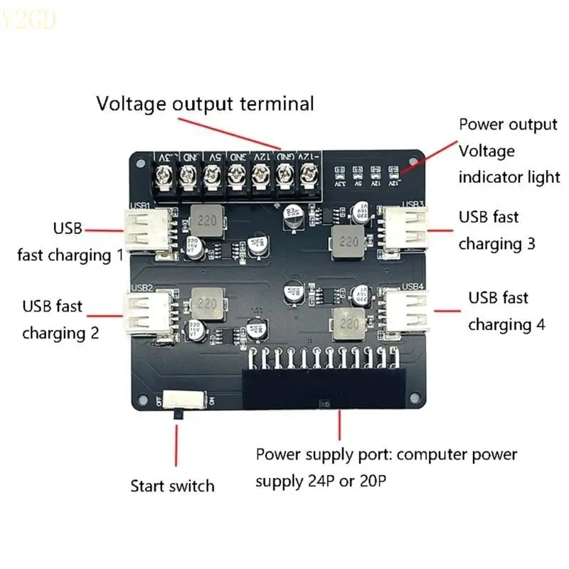 Y2GD настольный компьютер Power Adapter Board USB -телефон Модуль 4 -го порта USB Зарядка
Y2GD настольный компьютер Power Adapter Board USB -телефон Модуль 4 -го порта USB Зарядка