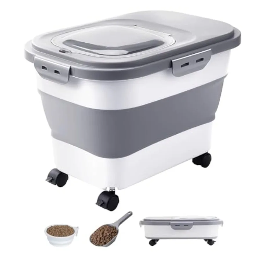 2PCS Airtight and Collapsible Dog Food Containers - Large with Wheels and Scoop for Dry Food and Cat Litter
2PCS Airtight and Collapsible Dog Food Containers - Large with Wheels and Scoop for Dry Food and Cat Litter