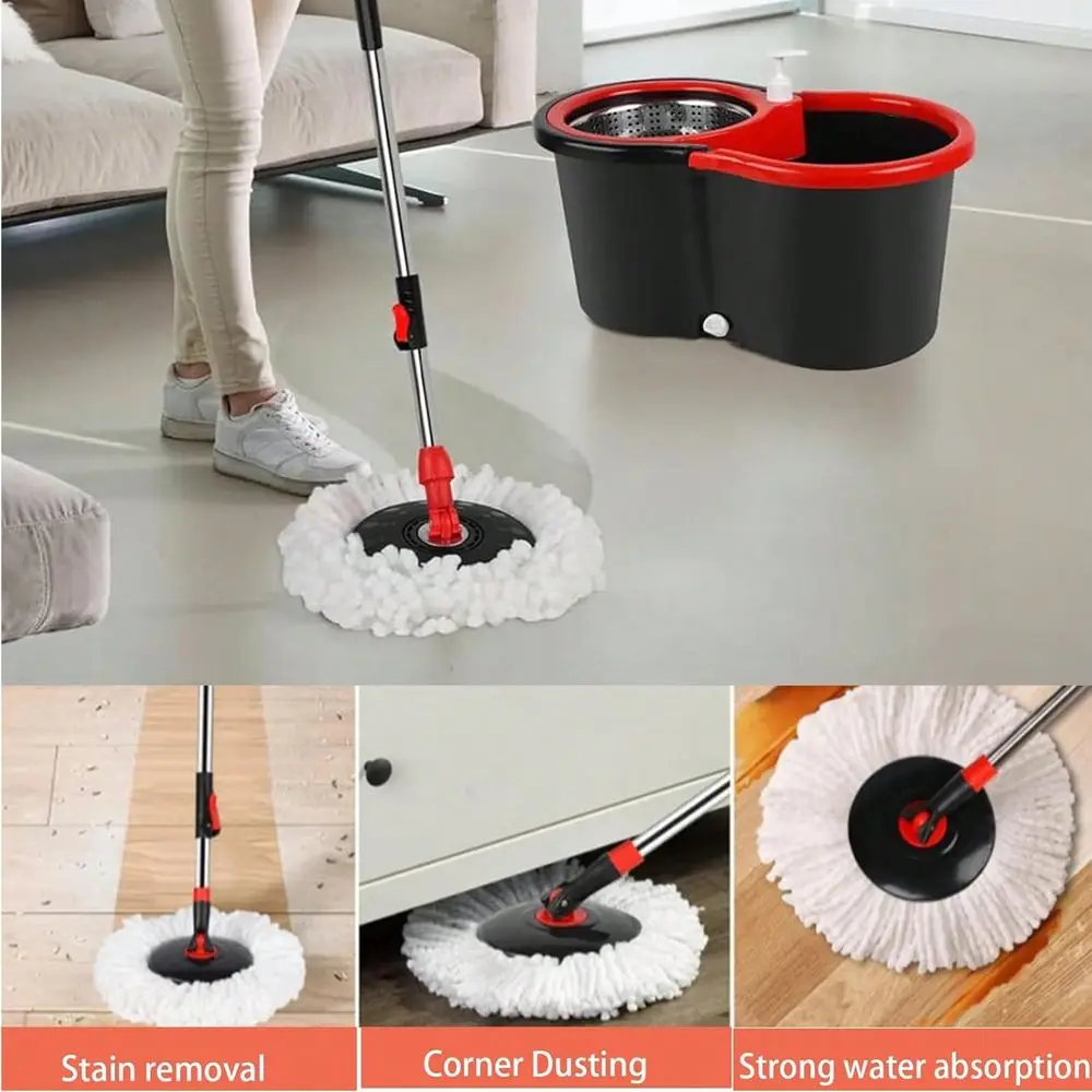 Mop And Bucket With Wringer Set, 360 Mop And Bucket System With 3 Microfiber Mop Refills And 61 Extended Handle For Floor Clean
Mop And Bucket With Wringer Set, 360 Mop And Bucket System With 3 Microfiber Mop Refills And 61 Extended Handle For Floor Clean
