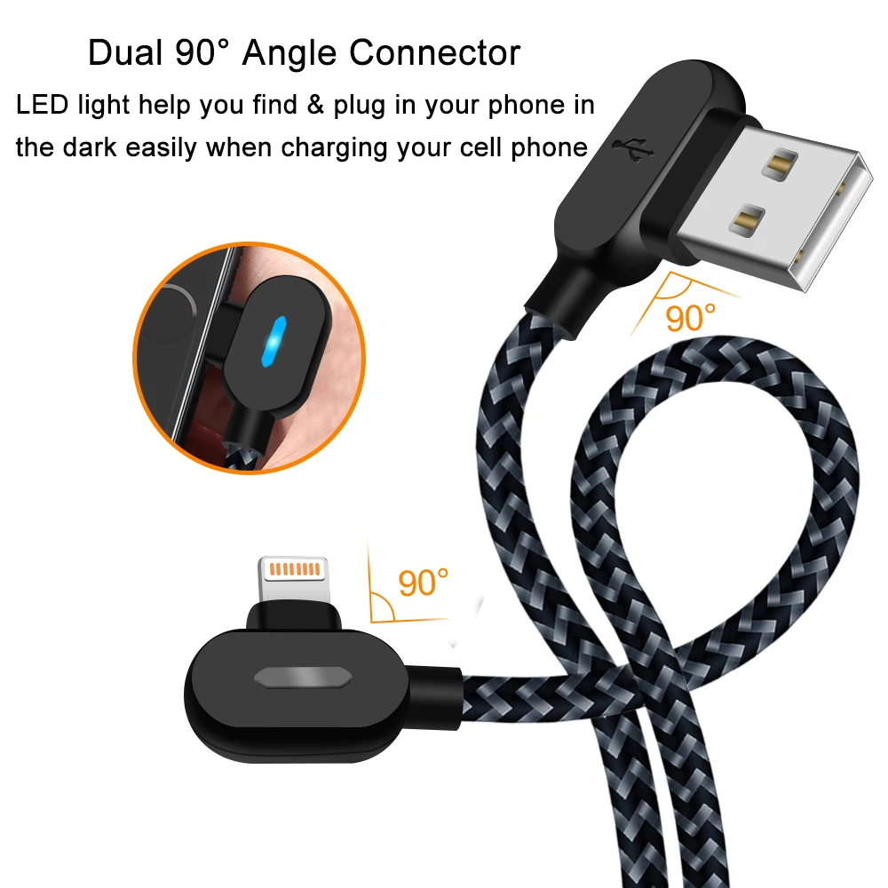 ANSEIP 3M USB Cable with LED Phone Charger Data Cord 90 Degree for iPhone 13 14 pro 11 12 Mini XS Max XR X 7 8 plus - Durable Ch
ANSEIP 3M USB Cable with LED Phone Charger Data Cord 90 Degree for iPhone 13 14 pro 11 12 Mini XS Max XR X 7 8 plus - Durable Ch