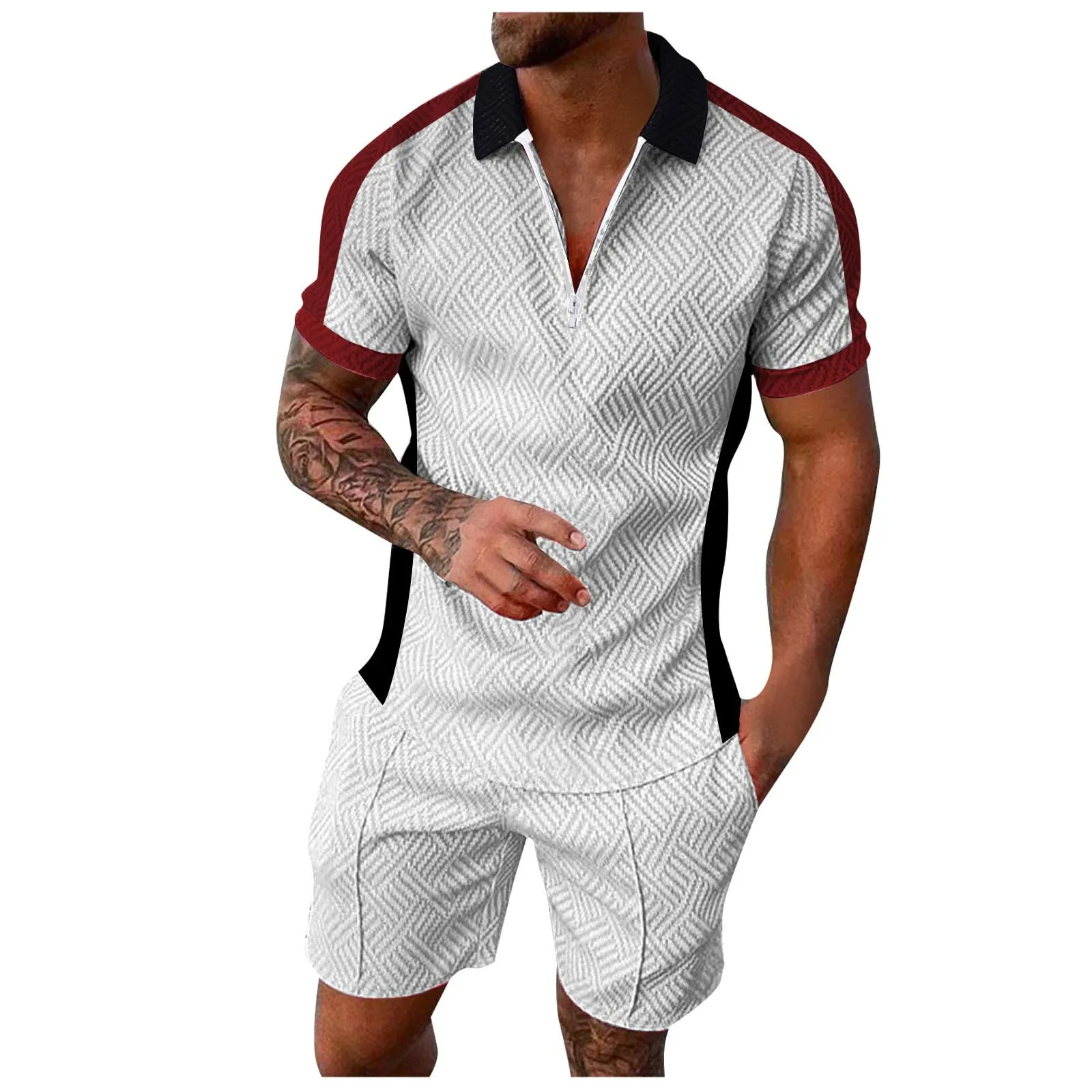 Contrast Color Men's Hawaii 3D Print Casual Zip Up Polo Shirt Tops Shorts Set Summer Fashion Short Sleeve Lapel Shirt 2 Pcs Sets
Contrast Color Men's Hawaii 3D Print Casual Zip Up Polo Shirt Tops Shorts Set Summer Fashion Short Sleeve Lapel Shirt 2 Pcs Sets