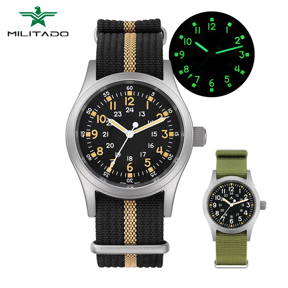 Militado ML05 Quartz Wristwatches 38Mm Watches For Men VH31 Movement C3 Luminous Sapphire Crystal 100M Waterproof Field Watch
Militado ML05 Quartz Wristwatches 38Mm Watches For Men VH31 Movement C3 Luminous Sapphire Crystal 100M Waterproof Field Watch