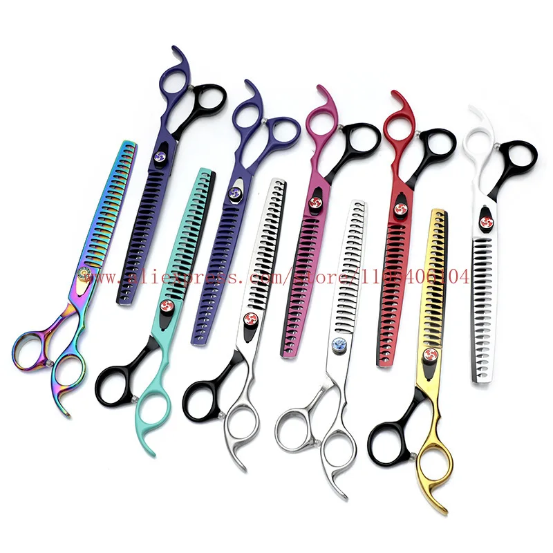 Color pet scissors 8-inch fish bone tooth scissors 7-inch thinning. 5-inch trimming scissors
Color pet scissors 8-inch fish bone tooth scissors 7-inch thinning. 5-inch trimming scissors