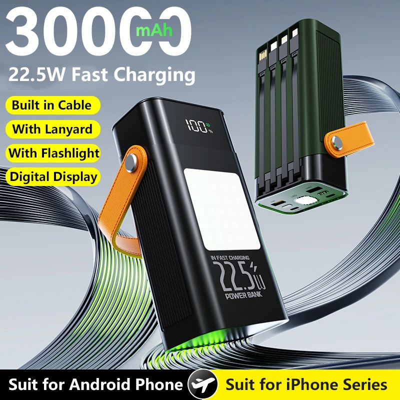 40000mAh Power Bank PD 22.5W Fast Charging for iPhone 17 16 Samsung External Battery Powerbank Built in Cable With Camping Light
40000mAh Power Bank PD 22.5W Fast Charging for iPhone 17 16 Samsung External Battery Powerbank Built in Cable With Camping Light