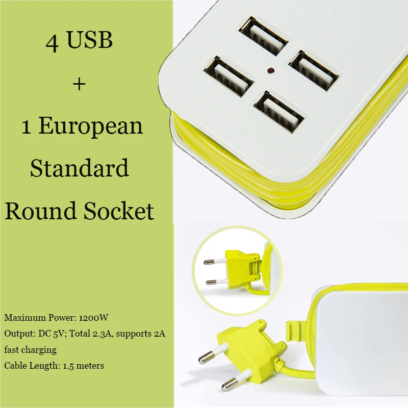 Удлинитель 1,5 м с 4 портативными удлинителями USB, вилкой европейского стандарта, кабелем 1200 Вт, адаптером переменного тока, дорожным адаптером, зарядным устройством для смартфона USB
Удлинитель 1,5 м с 4 портативными удлинителями USB, вилкой европейского стандарта, кабелем 1200 Вт, адаптером переменного тока, дорожным адаптером, зарядным устройством для смартфона USB