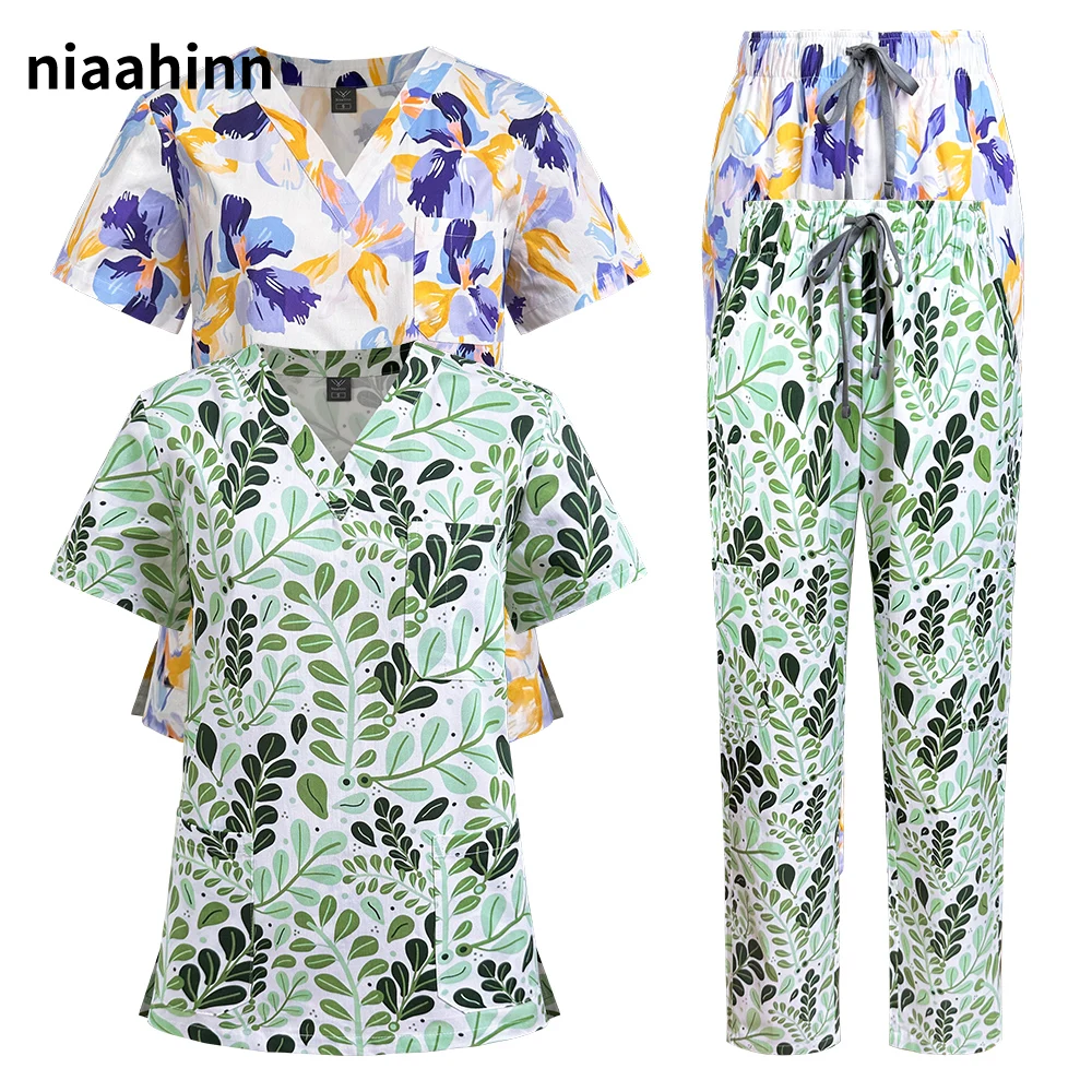 Flower Printed Pet Hospital Scrubs Suit Medical Surgical Uniforms Women Men Clinic Dentist Nursing Clothes Chef Cleaner Workwear 
Flower Printed Pet Hospital Scrubs Suit Medical Surgical Uniforms Women Men Clinic Dentist Nursing Clothes Chef Cleaner Workwear