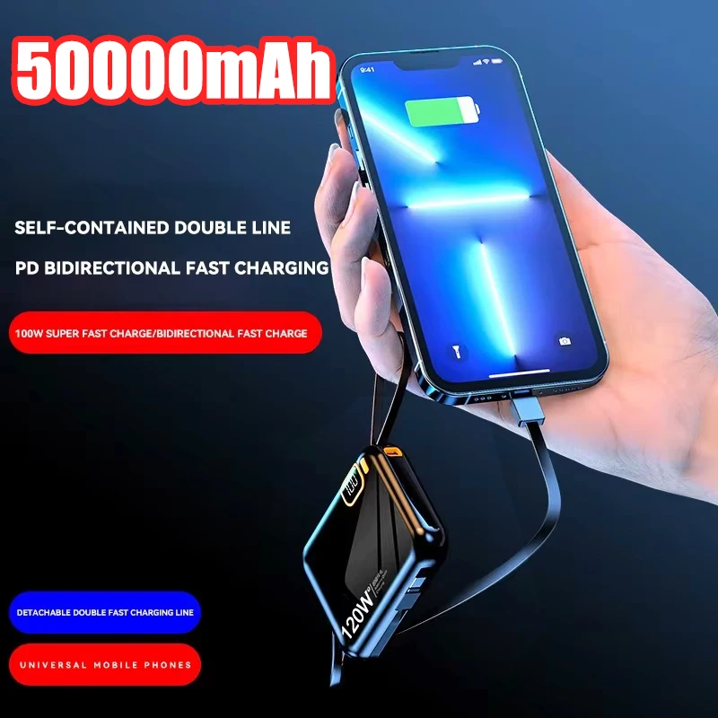Power Bank со сверхбыстрой зарядкой 120 Вт, кабель Type-C, 100000 мАч, портативный внешний аккумулятор с цифровым дисплеем для IPhone и Xiaomi
Power Bank со сверхбыстрой зарядкой 120 Вт, кабель Type-C, 100000 мАч, портативный внешний аккумулятор с цифровым дисплеем для IPhone и Xiaomi