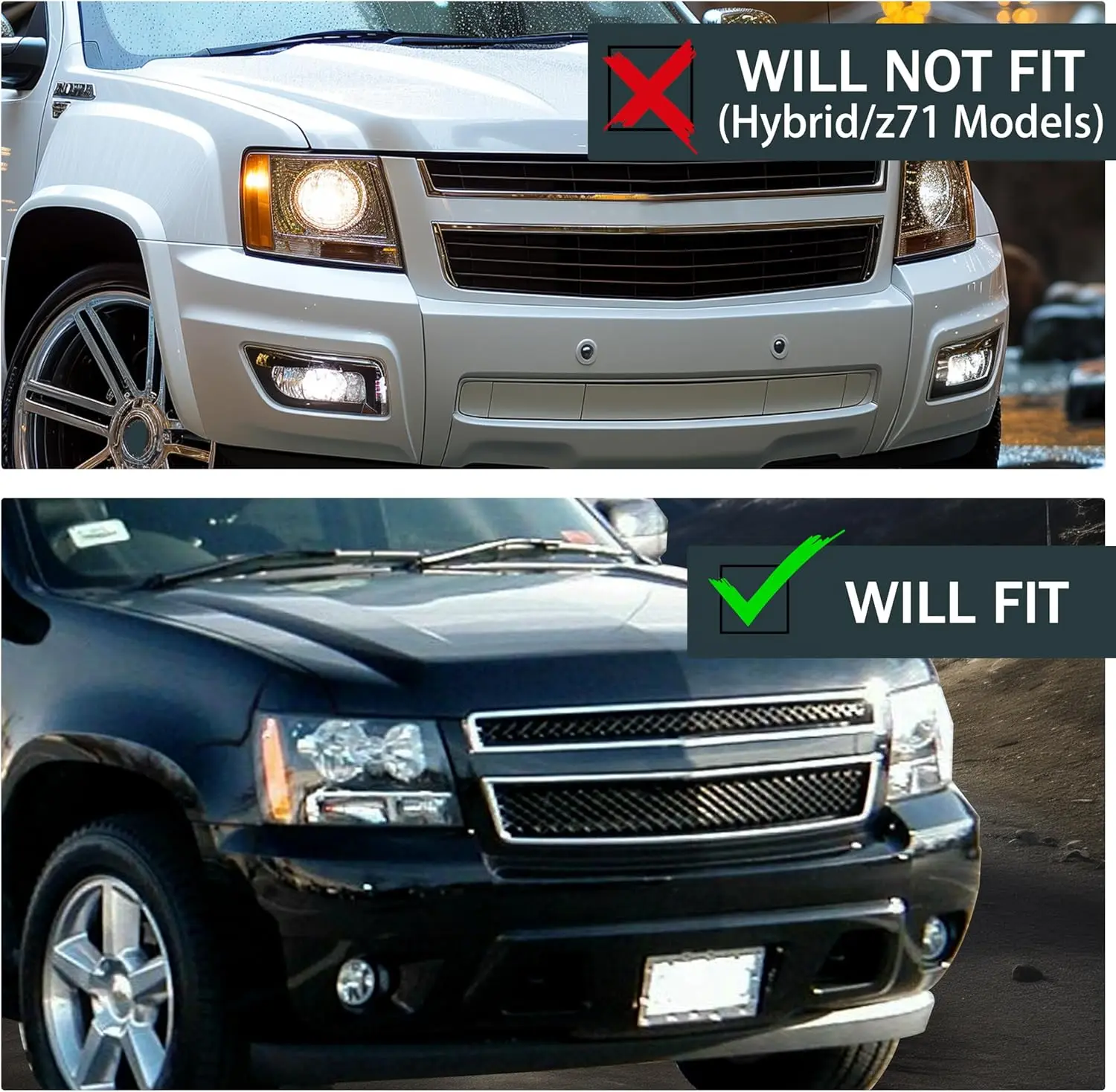 Upper & Lower Mesh Grille Compatible with 2007-2014 Chevy Chevrolet Avalanche Tahoe Suburban 1500 2500 Replacement
Upper & Lower Mesh Grille Compatible with 2007-2014 Chevy Chevrolet Avalanche Tahoe Suburban 1500 2500 Replacement