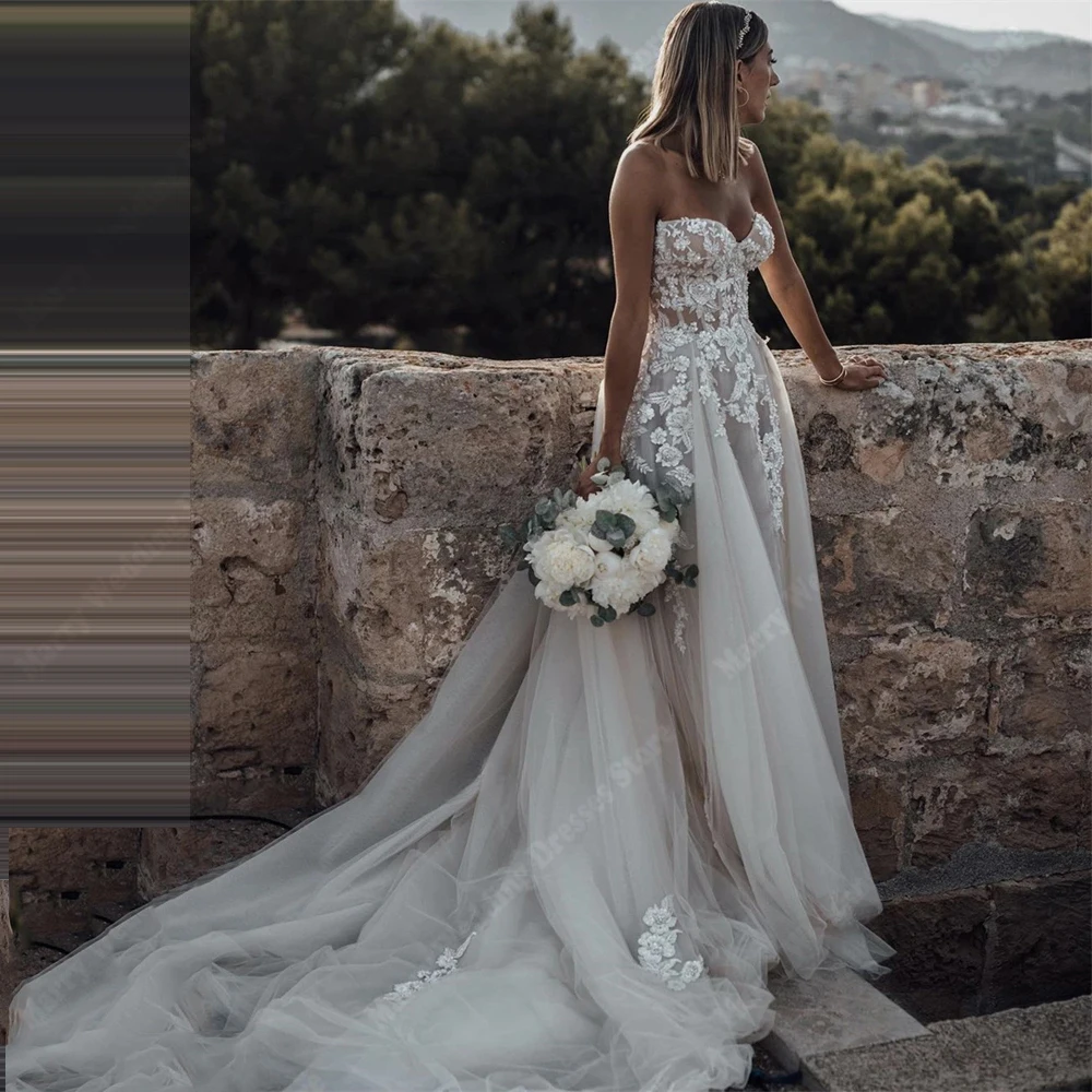 Elegant A-Line Tulle Wedding Dresses Sweetheart Collar Sleeveless Bridal Gowns Princess Vestidos De Noivas For Women Customized
Elegant A-Line Tulle Wedding Dresses Sweetheart Collar Sleeveless Bridal Gowns Princess Vestidos De Noivas For Women Customized