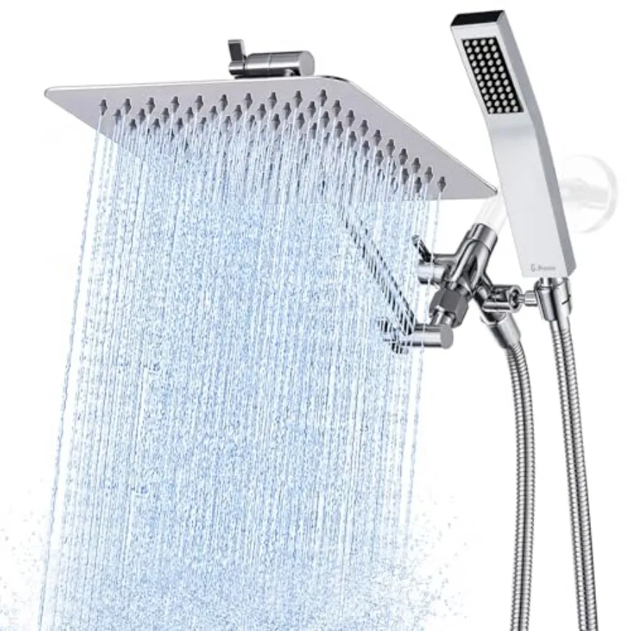 All Metal Dual Square Shower Head with Handheld Spray Combo, Ra Shower Head, Adjustable Extension Arm, Smooth 3-Way Diverter, 7
All Metal Dual Square Shower Head with Handheld Spray Combo, Ra Shower Head, Adjustable Extension Arm, Smooth 3-Way Diverter, 7