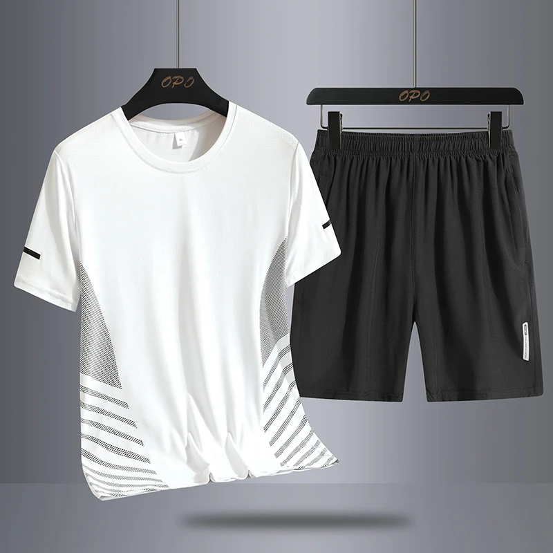 2024 New Summer Sports Set Men's Round Neck Ice Silk T-shirt, 5/4 Ice Silk Shorts, Two Piece Set
2024 New Summer Sports Set Men's Round Neck Ice Silk T-shirt, 5/4 Ice Silk Shorts, Two Piece Set