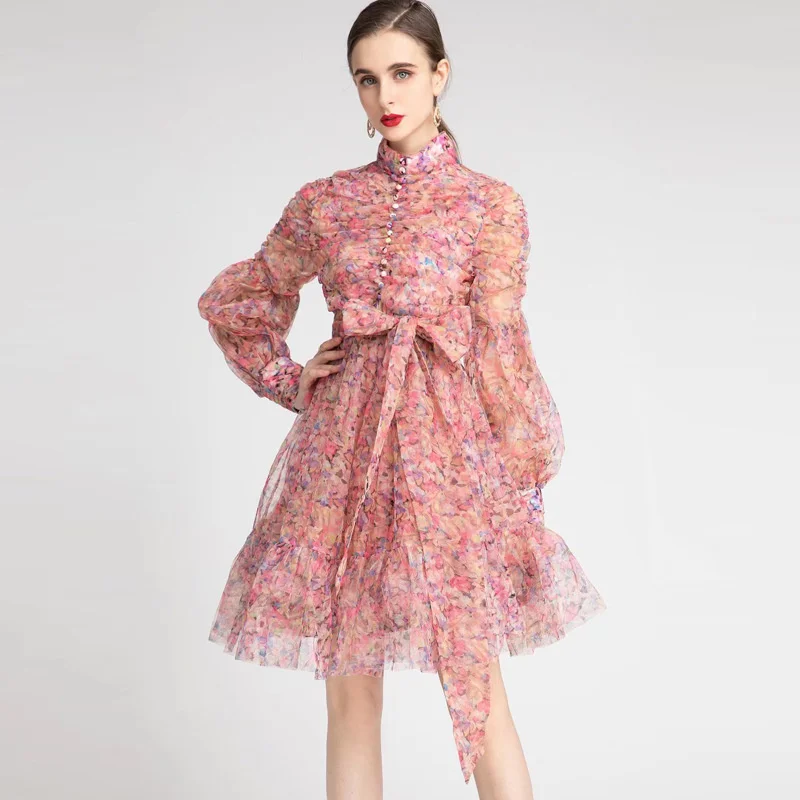 Spring/Summer 2023 Women's New Princess Style Standing Neck Lantern Sleeve Pleated Waist Lace Up Print Dress
Spring/Summer 2023 Women's New Princess Style Standing Neck Lantern Sleeve Pleated Waist Lace Up Print Dress