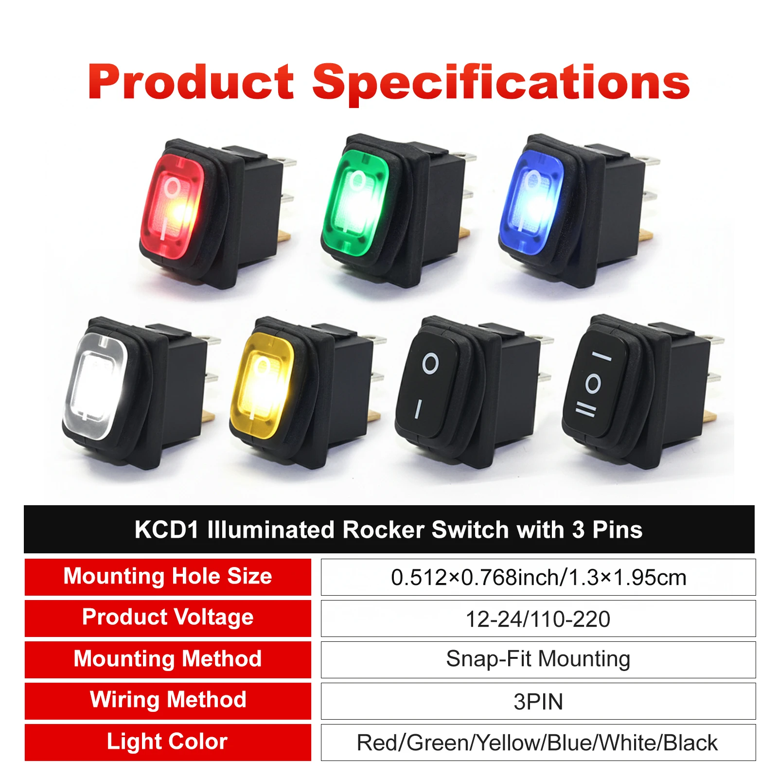 FILN 8PCS Kcd1-101 3 Pins in 12v Red Lighting 6a250vac 13x19mm Mini on Off Seal Waterproof Rocker Switch
FILN 8PCS Kcd1-101 3 Pins in 12v Red Lighting 6a250vac 13x19mm Mini on Off Seal Waterproof Rocker Switch