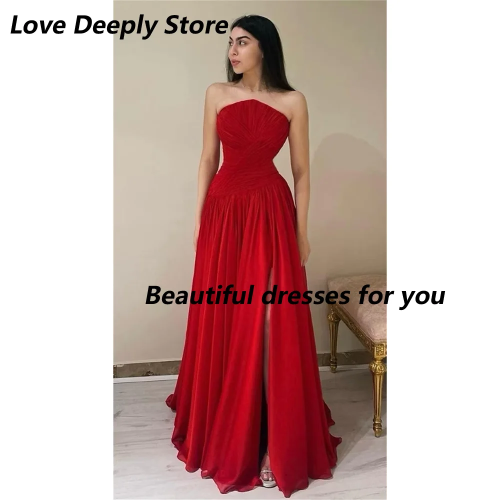 Red Evening Dress Customized Elegant Strapless Pleated Side Split Evening Gowns for Women Chiffon Long Wedding Party Dress 2025
Red Evening Dress Customized Elegant Strapless Pleated Side Split Evening Gowns for Women Chiffon Long Wedding Party Dress 2025