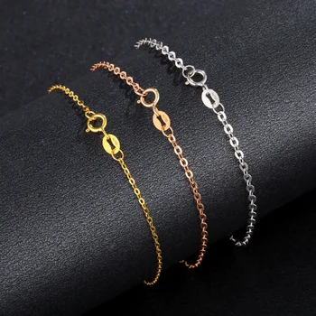 SMILE 리얼 18K 골드 팔찌 피트 체인, 퓨어 Au750 플래시 O 플레인 체인, DIY 심플하고 작은 신선한 여성용 부티크 쥬얼리 선물