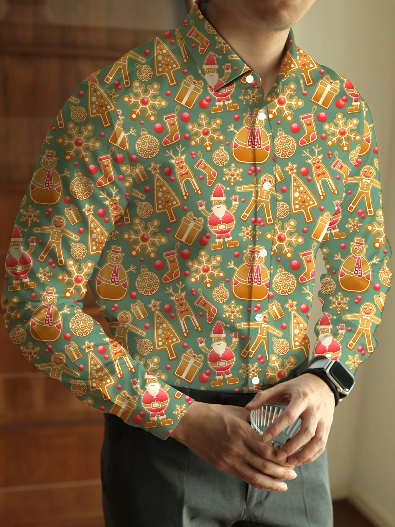 New 2024 Men's Christmas Bear Print Shirt, Casual Lapel Button Long Sleeve Shirt For Spring And Autumn Outdoor Event Party Gifts
New 2024 Men's Christmas Bear Print Shirt, Casual Lapel Button Long Sleeve Shirt For Spring And Autumn Outdoor Event Party Gifts