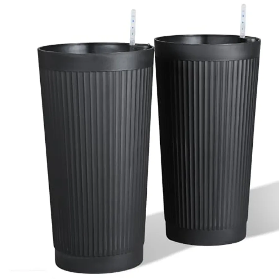 Self Watering Tall Black Planters Outdoor Set of 2 24 Flower Pots Planters for Outdoor Plants Modern Plastic Tall Planter for F
Self Watering Tall Black Planters Outdoor Set of 2 24 Flower Pots Planters for Outdoor Plants Modern Plastic Tall Planter for F