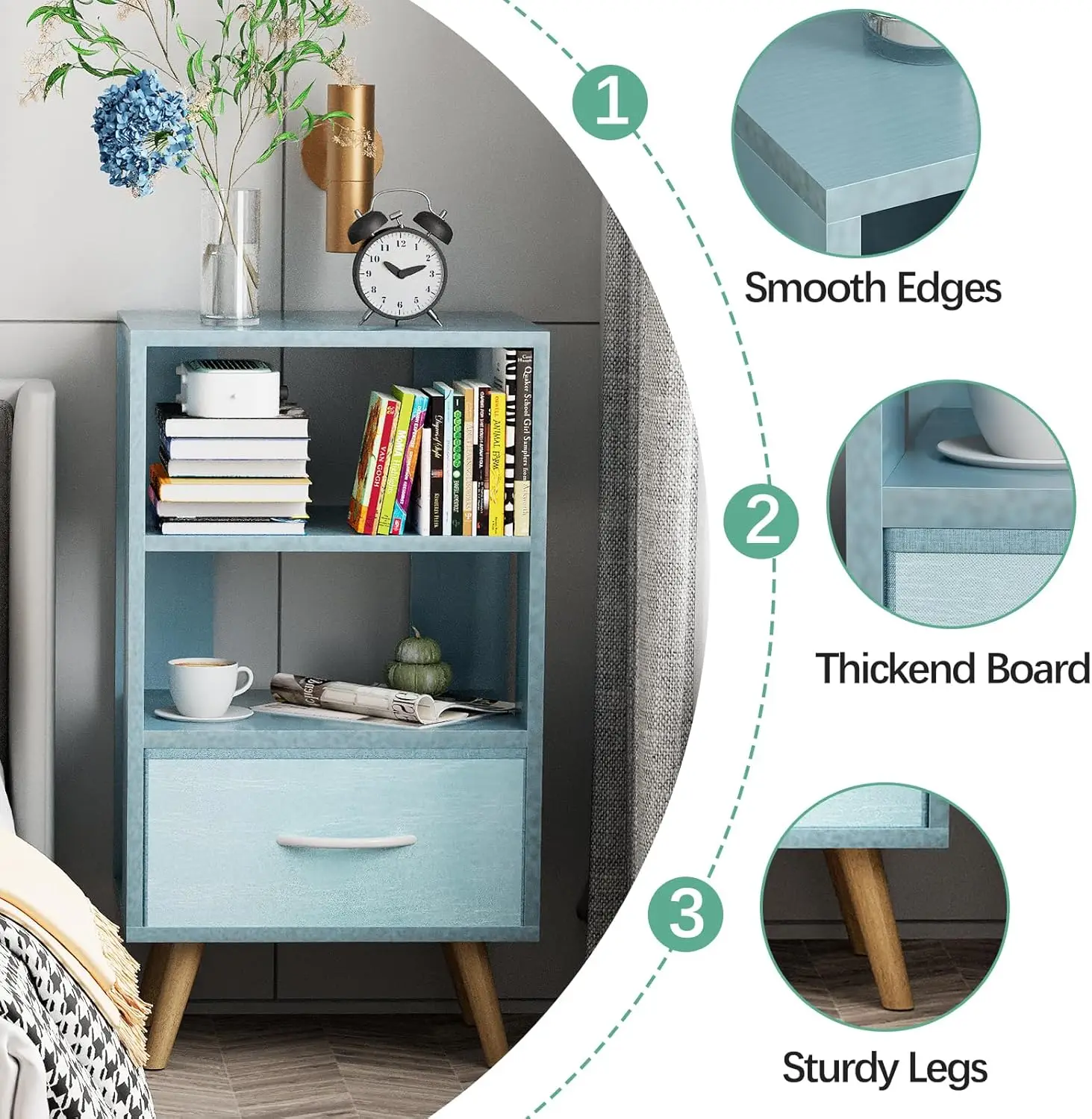 Night Stand, Blue Kids Nightstand With Drawer, Nursery Side Table With Open Storage, 3-Tier Modern End Table, Bedside Table For
Night Stand, Blue Kids Nightstand With Drawer, Nursery Side Table With Open Storage, 3-Tier Modern End Table, Bedside Table For