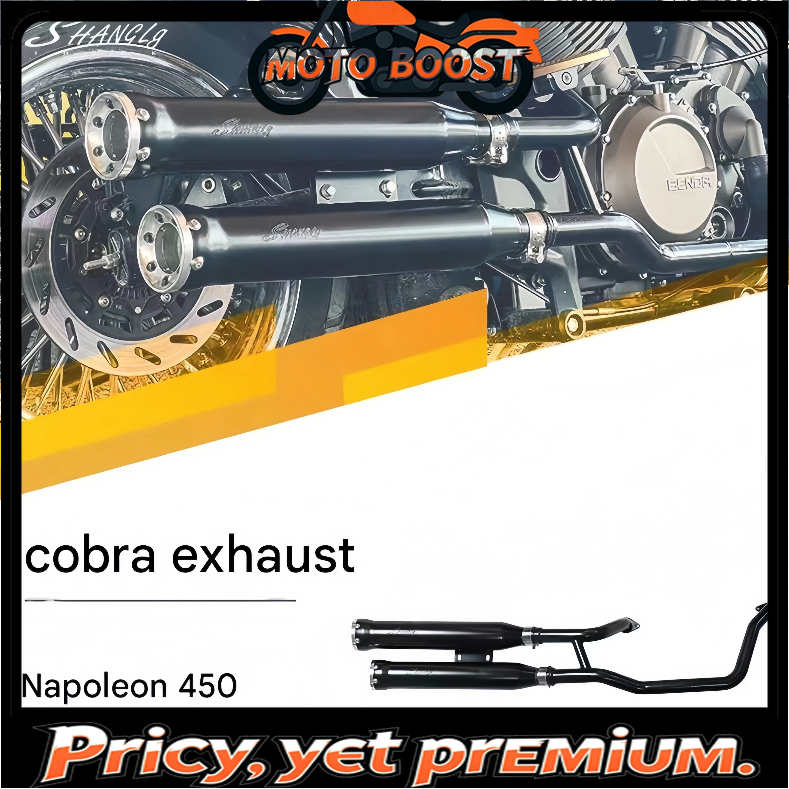 【Premium quality】For Benda BD Napoleon 450 Cobra shape exhaust pipe modification with strong sound BD Napoleon 450
【Premium quality】For Benda BD Napoleon 450 Cobra shape exhaust pipe modification with strong sound BD Napoleon 450