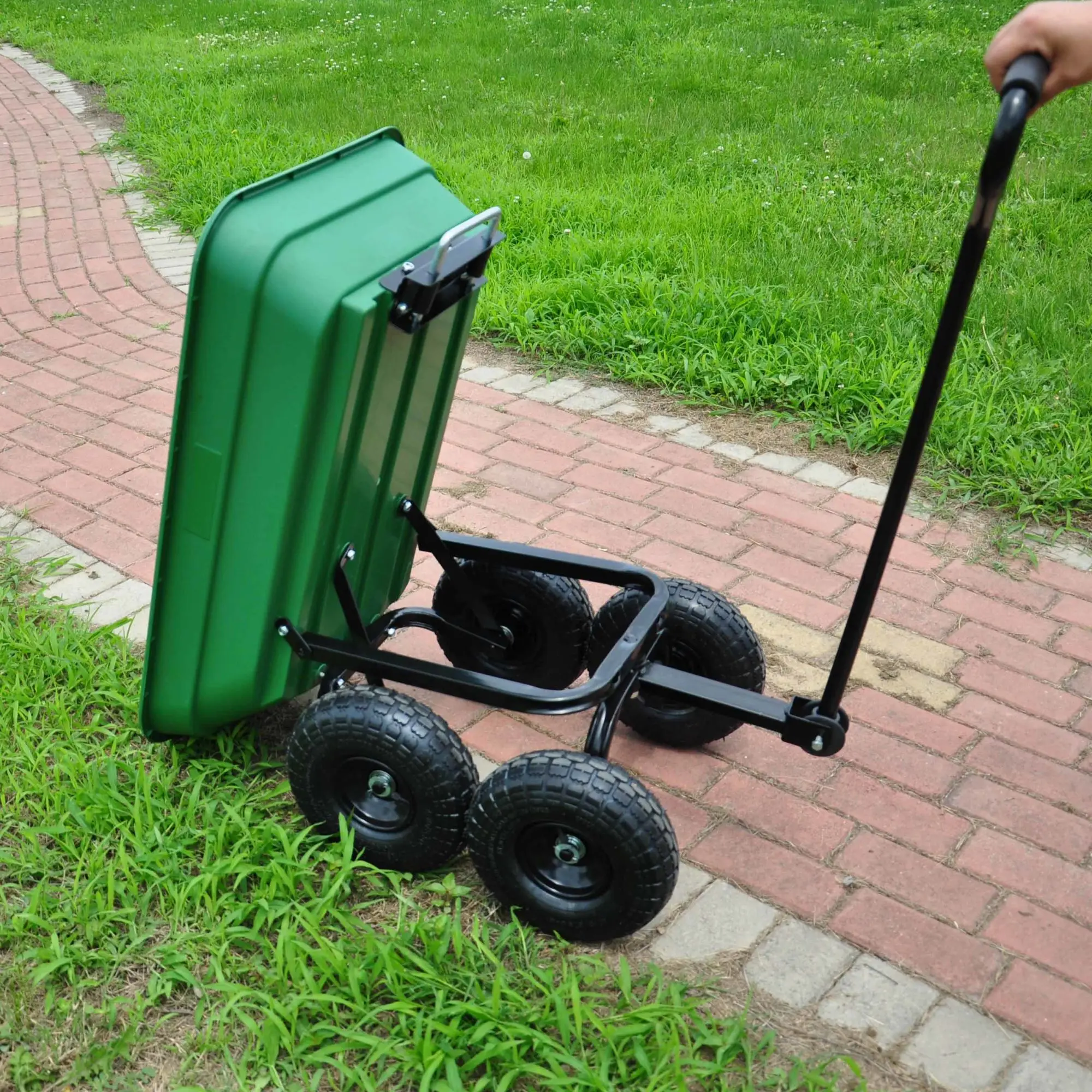 300 lb capacity body 55L Green Pneumatic tire, Folding car Poly Garden dump truck with steel frame, 10 inches.
300 lb capacity body 55L Green Pneumatic tire, Folding car Poly Garden dump truck with steel frame, 10 inches.