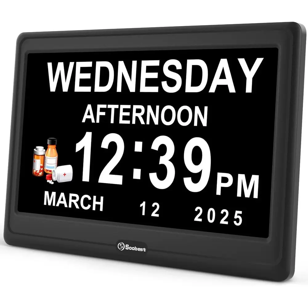 Large Dementia-Friendly Digital Clock with 20 Alarms, Date, Day, Time Display for Elderly with Memory Loss or Alzheimer's, Auto
Large Dementia-Friendly Digital Clock with 20 Alarms, Date, Day, Time Display for Elderly with Memory Loss or Alzheimer's, Auto