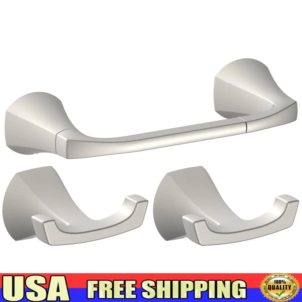 Набор аксессуаров для ванной комнаты из атласного никеля, держатель для туалетной бумаги из 3 предметов, крючки для халата, настенное крепление, прочный цинковый сплав, компактный дизайн 
Набор аксессуаров для ванной комнаты из атласного никеля, держатель для туалетной бумаги из 3 предметов, крючки для халата, настенное крепление, прочный цинковый сплав, компактный дизайн