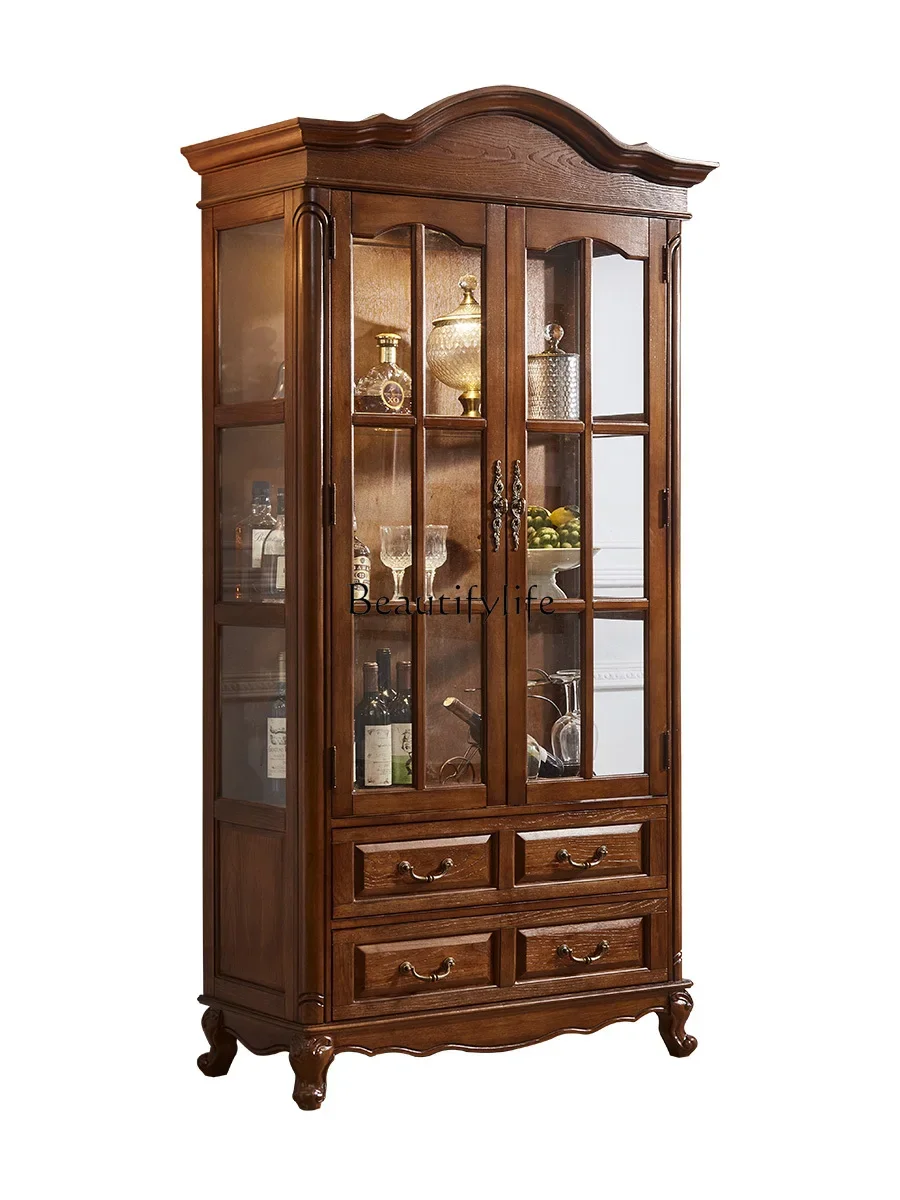 FG11American European living room solid wood wine cabinet arched crown display cabinet, double glass door display cabinet with l
FG11American European living room solid wood wine cabinet arched crown display cabinet, double glass door display cabinet with l