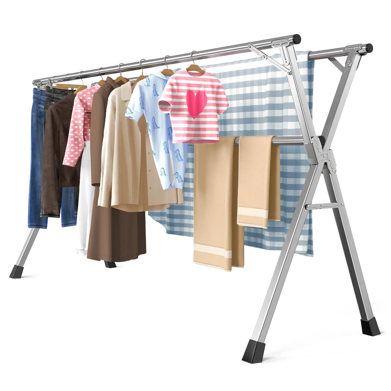 95 Inches Heavy Duty Stainless Steel Folding Clothes Drying Rack Indoor Outdoor Anti Rust 20 Hooks Portable
95 Inches Heavy Duty Stainless Steel Folding Clothes Drying Rack Indoor Outdoor Anti Rust 20 Hooks Portable