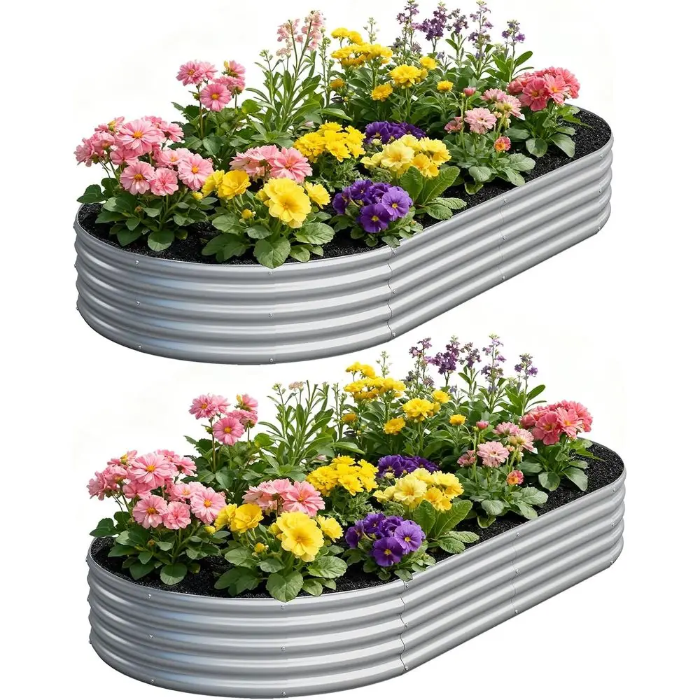 2 Pack Galvanized Oval Raised Garden Beds - Outdoor Planter Boxes for Vegetables (8x4x1T, Silver)
2 Pack Galvanized Oval Raised Garden Beds - Outdoor Planter Boxes for Vegetables (8x4x1T, Silver)