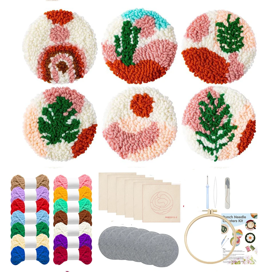 6pcs Plant Punch Needle Coaster Kit DIY Handmade Crochet Table Place Woven Coaster Cup Mat Punch Needle Embroidery Craft Kits
6pcs Plant Punch Needle Coaster Kit DIY Handmade Crochet Table Place Woven Coaster Cup Mat Punch Needle Embroidery Craft Kits