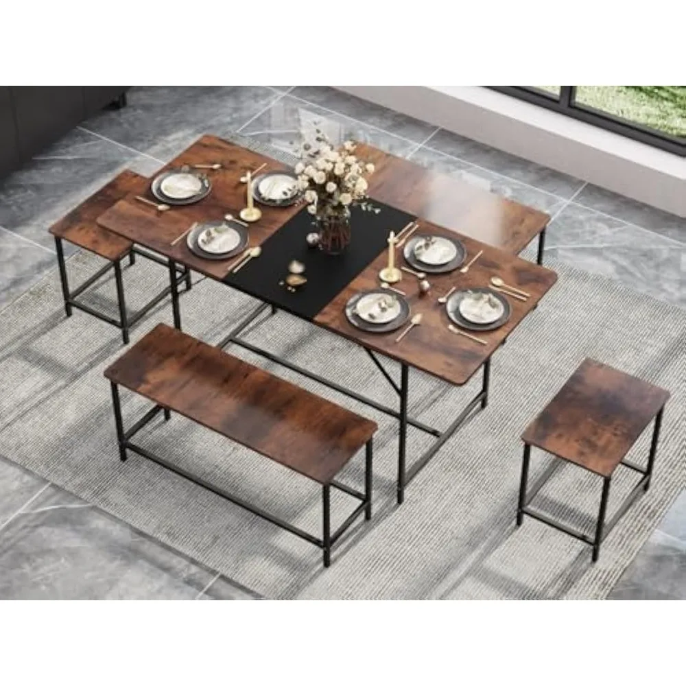 5 Piece Dining Table Set for 4-6, 63" Extendable Dining Room Table, Farmhouse Kitchen Table and Chairs
5 Piece Dining Table Set for 4-6, 63" Extendable Dining Room Table, Farmhouse Kitchen Table and Chairs