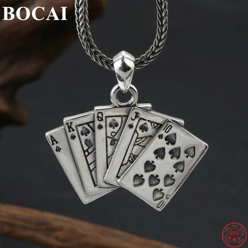 Genuine BOCAI S925 Sterling Silver Pendants for Women Men New Fashion Creative Flush Playing Card Poker Jewelry Free Shipping
Genuine BOCAI S925 Sterling Silver Pendants for Women Men New Fashion Creative Flush Playing Card Poker Jewelry Free Shipping