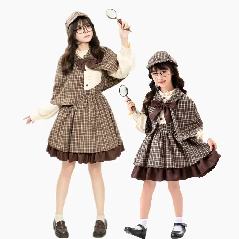 Adult and Children Sherlock Holmes Cosplay Costume Lolita Suit Skirt British College Style with Shawl
Adult and Children Sherlock Holmes Cosplay Costume Lolita Suit Skirt British College Style with Shawl