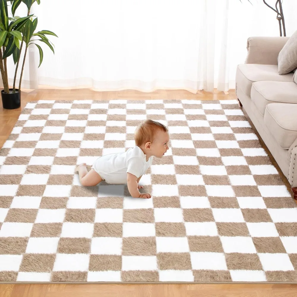 Super Soft Rug, 5x7 Ft Beige and White Area Classic Checkered Shaggy Rug Anti-Skid High Pile Soft Fluffy Fuzzy Carpet, Carpet
Super Soft Rug, 5x7 Ft Beige and White Area Classic Checkered Shaggy Rug Anti-Skid High Pile Soft Fluffy Fuzzy Carpet, Carpet