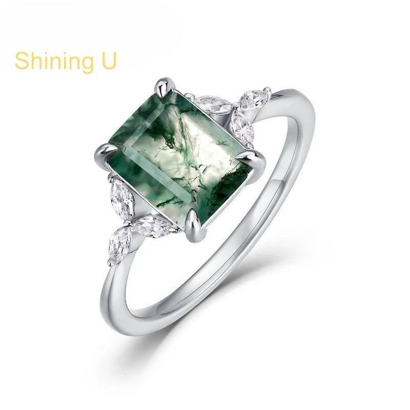 Shining U 925 Sterling Silver 7*9mm Green Stone Ring for Women Fine Jewelry Summer
Shining U 925 Sterling Silver 7*9mm Green Stone Ring for Women Fine Jewelry Summer