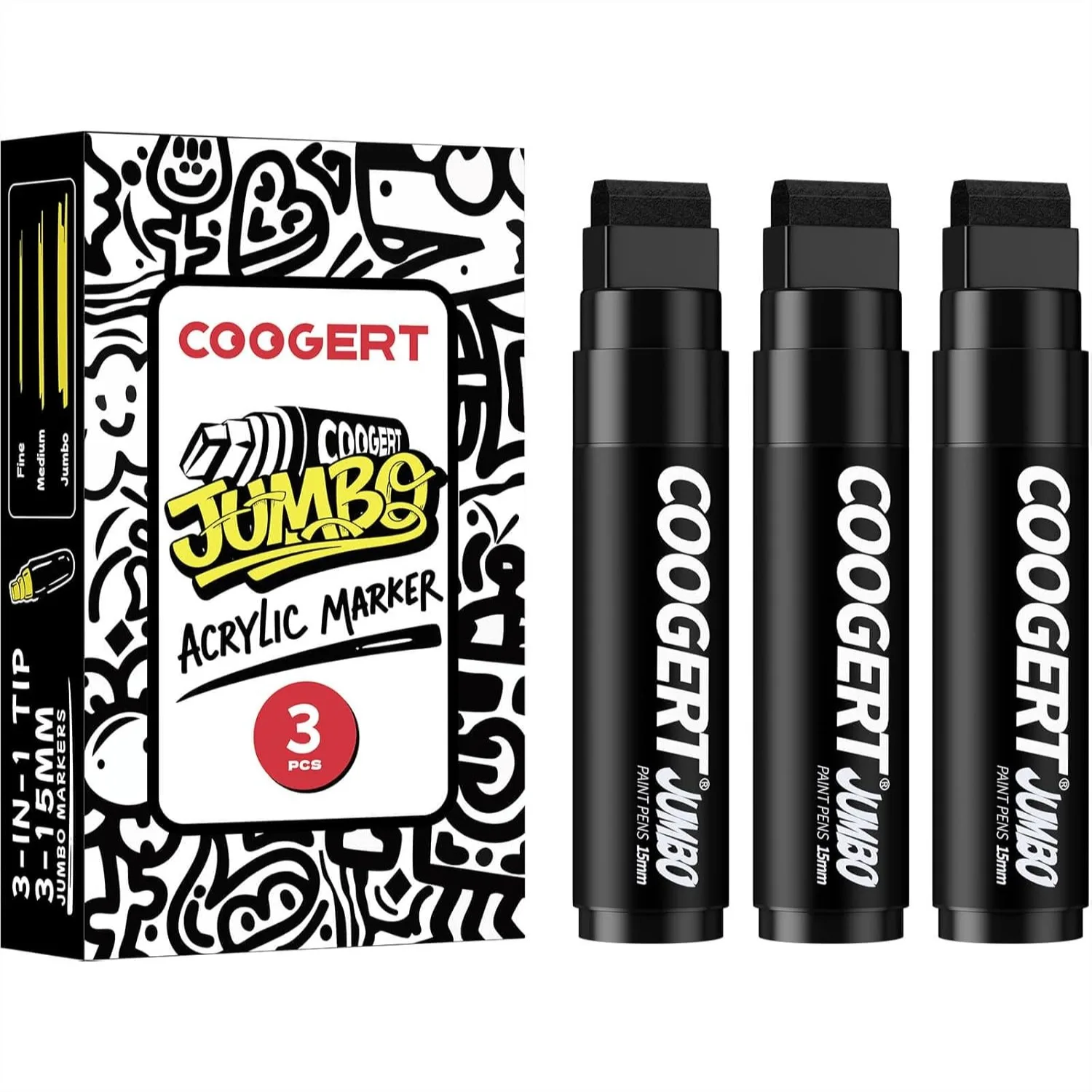 3Pcs Jumbo Poster Markers, 15mm Thick Permanent Acrylic Graffiti Markers with Wide Tip for Canvas, Posters, Fabric, Window
3Pcs Jumbo Poster Markers, 15mm Thick Permanent Acrylic Graffiti Markers with Wide Tip for Canvas, Posters, Fabric, Window