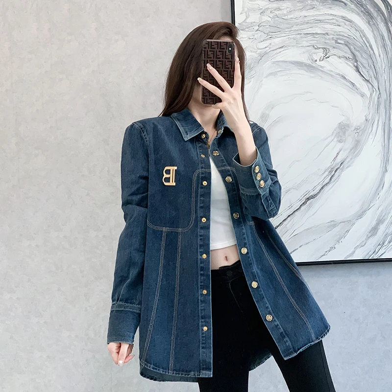 Restore Female Denim Jacket 2023 New Spring Autumn All-match Loose Long Sleeve Shirt Tops Metal Decoration Women Cardigans Coat
Restore Female Denim Jacket 2023 New Spring Autumn All-match Loose Long Sleeve Shirt Tops Metal Decoration Women Cardigans Coat