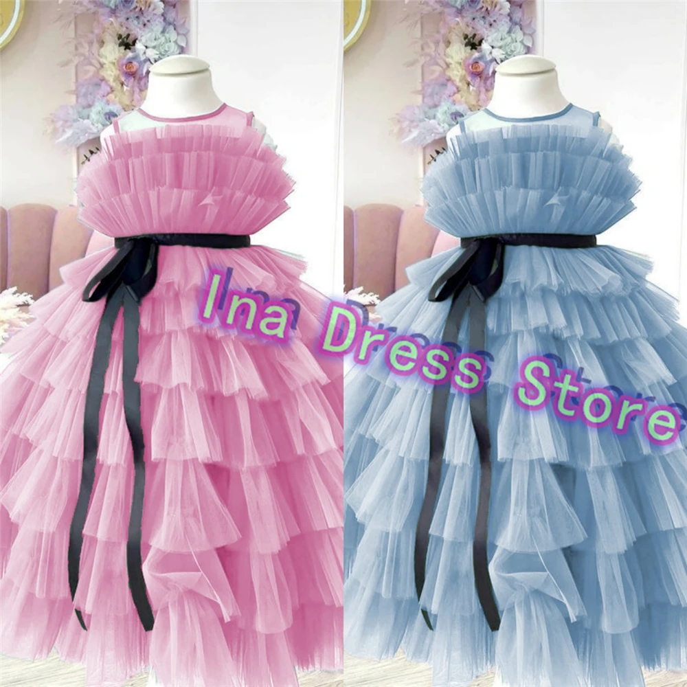 Quality Layering Flower Girl Dress Elegant Tulle Fluffy Black Ribbon Belt Little Princess Wedding Party Ball Kids Birthday Gowns
Quality Layering Flower Girl Dress Elegant Tulle Fluffy Black Ribbon Belt Little Princess Wedding Party Ball Kids Birthday Gowns