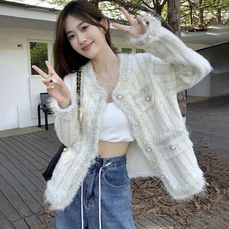 Heavy Industry Tassel Pearl Sweater Women's Outwear Spring Autumn New Knitted Cardigan Coat Loose Single Breasted Sweater Top
Heavy Industry Tassel Pearl Sweater Women's Outwear Spring Autumn New Knitted Cardigan Coat Loose Single Breasted Sweater Top