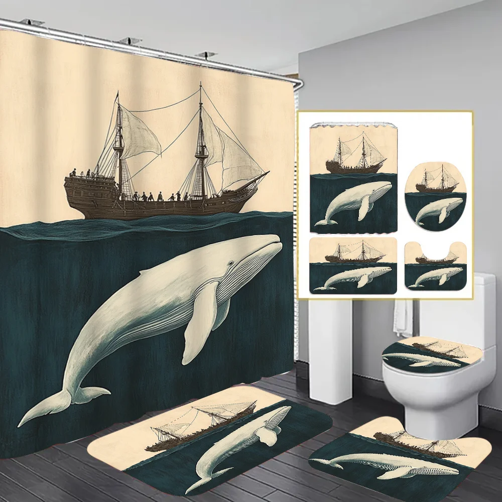 Набор занавесок для душа «Мистический кит», 4 шт., декоративный набор для ванной комнаты включает занавеску для душа с принтом, нескользящий напольный коврик, унитаз
Набор занавесок для душа «Мистический кит», 4 шт., декоративный набор для ванной комнаты включает занавеску для душа с принтом, нескользящий напольный коврик, унитаз