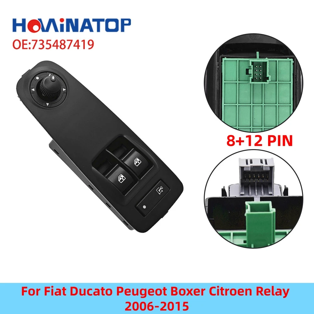 HOWINATOP 735487419 PIN Master Window Switch With Mirror Control For Fiat Ducato Peugeot Boxer Citroen Relay 2006-2015
HOWINATOP 735487419 PIN Master Window Switch With Mirror Control For Fiat Ducato Peugeot Boxer Citroen Relay 2006-2015