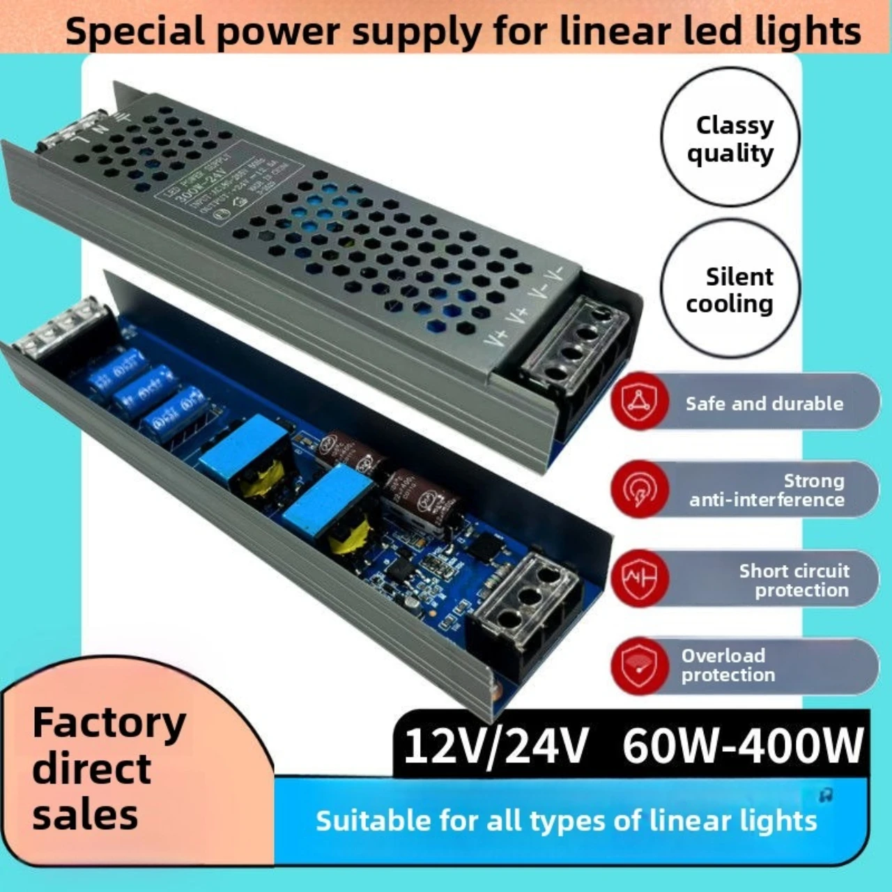 DC 12V 24V Switching Power Supply AC110-250V Mute Lighting Transformers 60W 100W 200W 300W 400W LED Light Driver Power Adapter
DC 12V 24V Switching Power Supply AC110-250V Mute Lighting Transformers 60W 100W 200W 300W 400W LED Light Driver Power Adapter