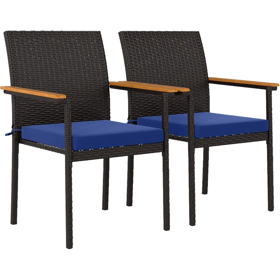 Wicker Outdoor Dining Chairs Set of 2 Stackable PE Rattan Patio Dining Chairs with Cushions and Acacia Wood Armrests for Deck G
Wicker Outdoor Dining Chairs Set of 2 Stackable PE Rattan Patio Dining Chairs with Cushions and Acacia Wood Armrests for Deck G