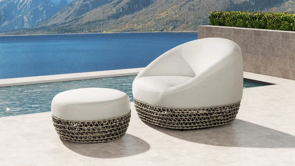 Flat cushion woven terrace footstool, wheat beige
Flat cushion woven terrace footstool, wheat beige