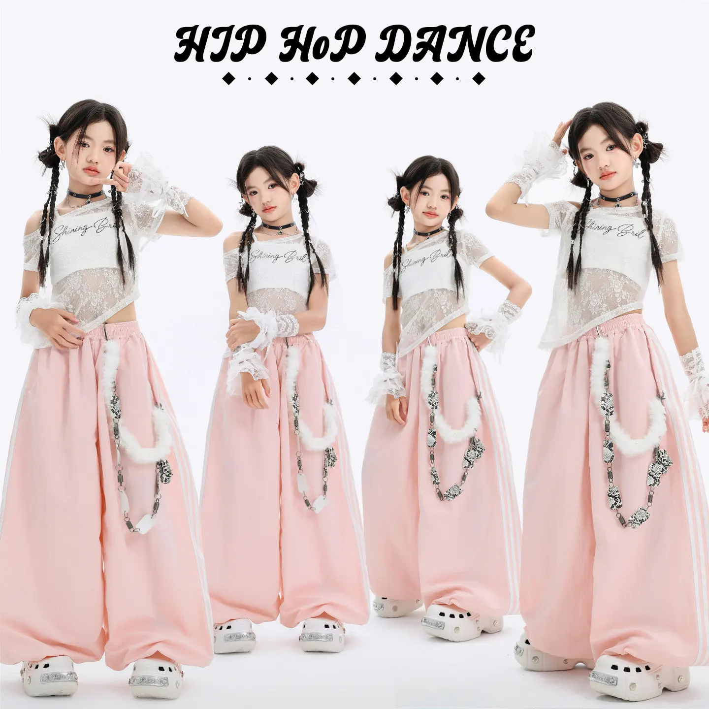 Kids Girls White Mesh Crop Top Pink Wide Leg Pants Hip Hop Streetwear Outfit for Jazz Dance Kpop Stage Wear Performance Costumes
Kids Girls White Mesh Crop Top Pink Wide Leg Pants Hip Hop Streetwear Outfit for Jazz Dance Kpop Stage Wear Performance Costumes